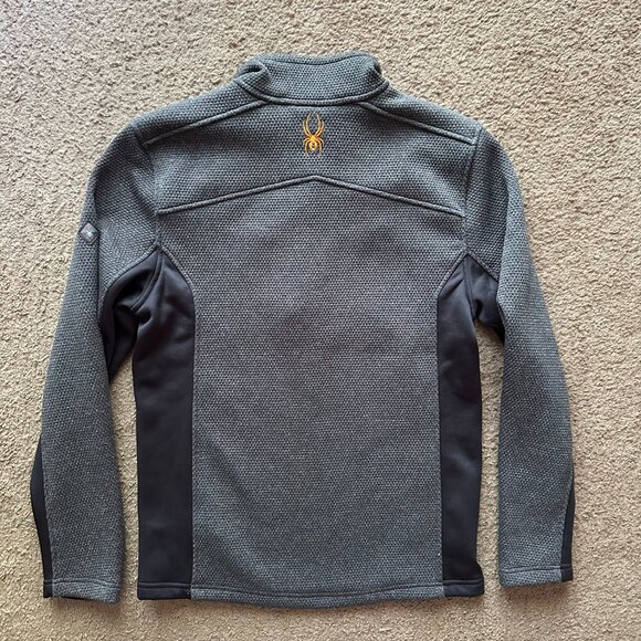 Spyder Sweater Mens Small 1/4 Zip Mock Neck Fleece Grey Long Sleeve - Picture 2 of 11